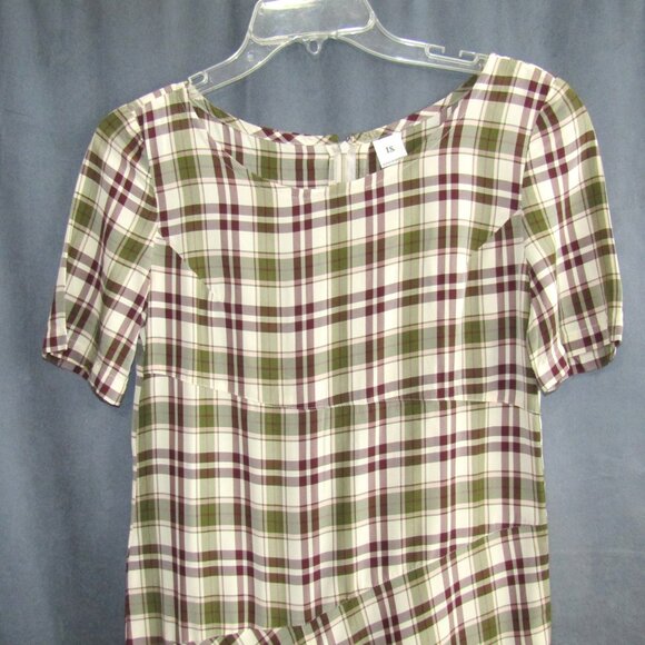 I.S. Sunao Kuwahara Issey Miyake Green Plaid Dress Size US S Japan Vintage FLAWS - Picture 2 of 16